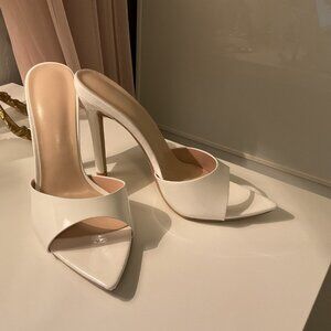 Women's Pointed Patent Leather Solid Color Thin High Heel Sandals